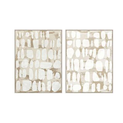 Schilderij Home ESPRIT Wit Beige Abstract Stads 90 x 4 x 120 cm (2 Stuks)