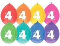 Ballonnen 4 jaar pak a 8 stuks - thumbnail