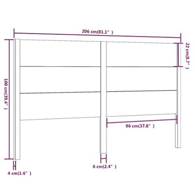 Hoofdbord 206x4x100 cm massief grenenhout zwart
