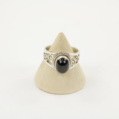 Zilveren Ring met Zwarte ster Diopside Maat 17,5 (Sterling Zilver 925)