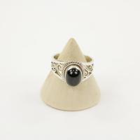 Zilveren Ring met Zwarte ster Diopside Maat 17,5 (Sterling Zilver 925) - thumbnail