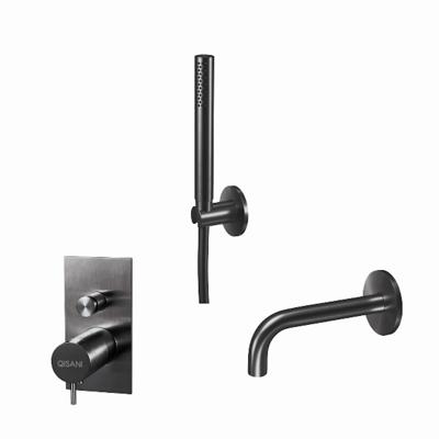 Badset Qisani Flow Inbouw Geborsteld Gun Metal Badset Qisani Flow Inbouw Geborsteld Gun Metal