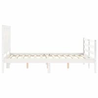 Bedframe met hoofdbord massief hout wit - thumbnail