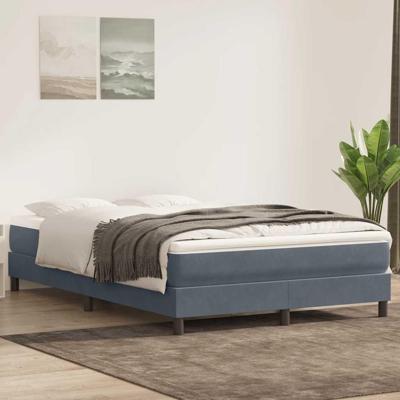 Boxspring met matras fluweel donkergrijs 140x210 cm