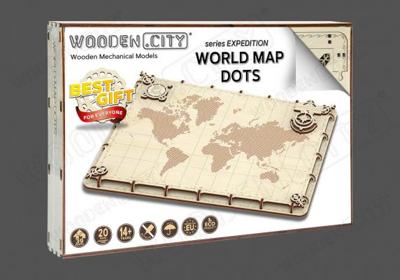 Wooden City 3D-puzzel wereldkaart 35 x 25 x 2 cm punten Wooden City 3D-puzzel wereldkaart 35 x 25 x 2 cm punten