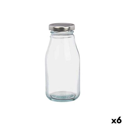 Glazen fles Vivalto Transparant Zilverkleurig PVC Metaal Glas 250 ml (6 Stuks)