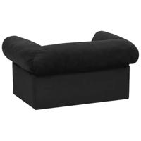 Hondenbank met lade 75x50x38 cm pluche zwart - thumbnail