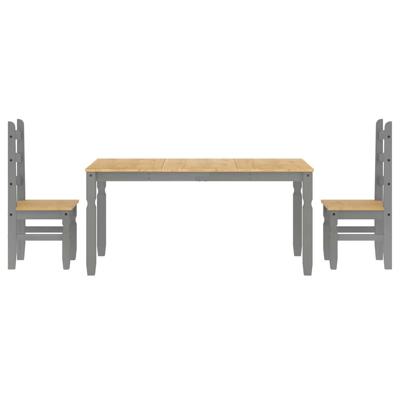 3-delige Eetset Panama massief grenenhout grijs