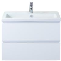 Vogue Badmeubelset 80 cm - Greeplijst in Kleur - Wit Hoogglans - Keramische Wastafel Wit 1 Kraangat - thumbnail