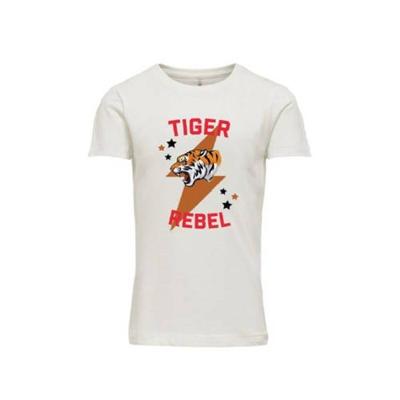 KIDS ONLY T-shirt Veronica van biologisch katoen wit/rood/bruin