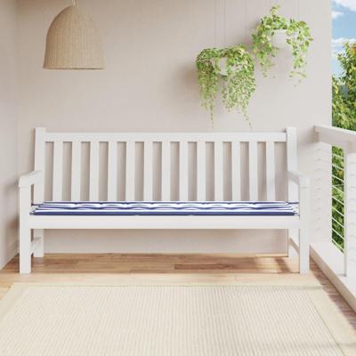 VidaXL Tuinbankkussen gestreept 200x50x4 cm stof wit en blauw VidaXL Tuinbankkussen gestreept 200x50x4 cm stof wit en blauw