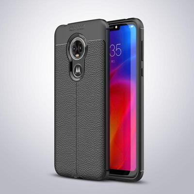 Litchi textuur TPU schokbestendig Case voor MOTO E6 (zwart)