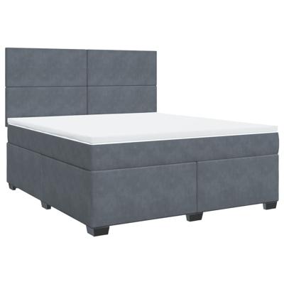 Boxspring met matras fluweel donkergrijs 180x200 cm