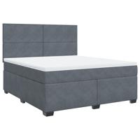 Boxspring met matras fluweel donkergrijs 180x200 cm - thumbnail