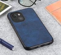 Casecentive Shockproof Leren back case iPhone 13 Mini blauw - thumbnail
