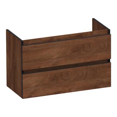Brauer Joy Edge - Onderkast Ondiep - 80 cm - met 2 Softclose Lades Greeploos en 1 Sifon Uitsparing - Forest Cacao