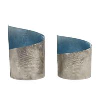 Overige Merken Theelichthouders 2 stuks savy blue/metaal - thumbnail