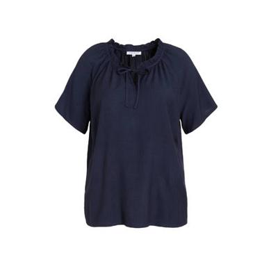 Zhenzi top KOFU 240 met ruches donkerblauw Zhenzi top KOFU 240 met ruches donkerblauw