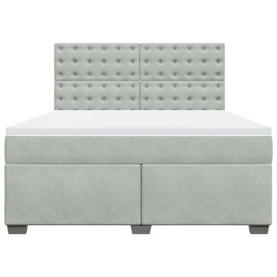 Boxspring met matras fluweel lichtgrijs 200x200 cm