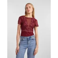 Kanten body - Sicca Bodystocking - Kanten bordeaux bodysuit korte mouw - thumbnail