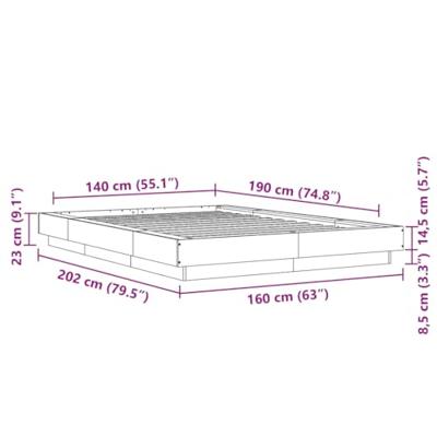 Bedframe bewerkt hout zwart 140x190 cm