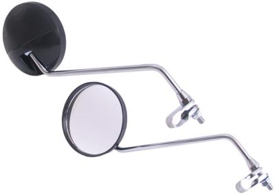 Spiegelset met klem M8 Edge met helder glas - ronde vorm - zwart / chroom