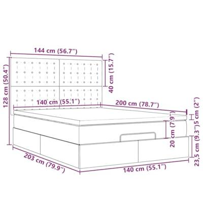 Ottoman bed met matrassen 140x200cm fluweel roze