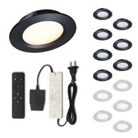 Set LED-inbouwspot met afstandsbediening Modena zwart 3W dimbaar 1-12 stuks - thumbnail