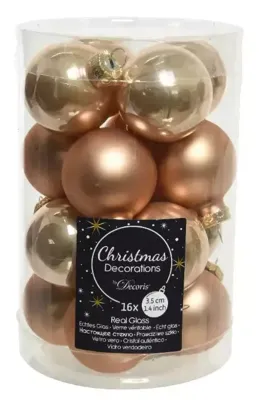Decoris kerstballen glas toffee 3,5cm 16st Decoris kerstballen glas toffee 3,5cm 16st
