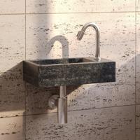 Fonteinset Compleet | Hardsteen | Hiroko 40x23x11 cm | Rechts | Chroom - thumbnail
