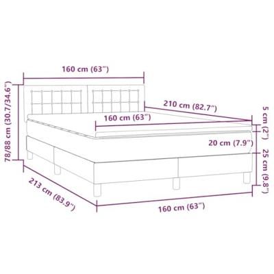 Boxspring met matras fluweel lichtgrijs 160x210 cm
