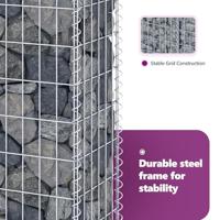 VidaXL Schanskorfmuur met deksels 200x20x85 cm gegalvaniseerd staal - thumbnail