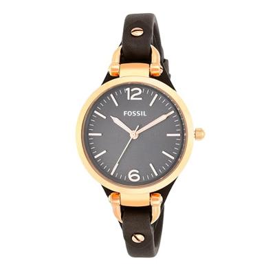 Fossil Dames Georgia Three-wijzer dag-datum Rosegoudkleurig roestvrijstalen horloge ES3077 Fossil Dames Georgia Three-wijzer dag-datum Rosegoudkleurig roestvrijstalen horloge ES3077