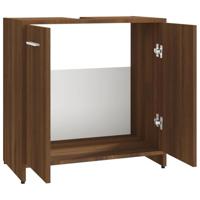 Badkamerkast 60x33x60 cm bewerkt hout bruineikenkleurig - thumbnail