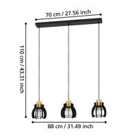 Eglo 3-lichts hanglampStillington 1 zwart met hout - 43925 - thumbnail