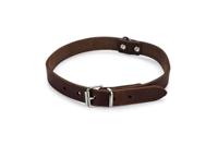 Lederen honden halsband bruin - 57 cm x 20 mm - thumbnail