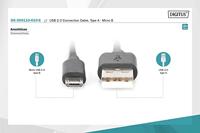 DIGITUS USB 2.0 aansluitkabel - 1.0 m - USB A (St) naar USB Micro B (St) - 480 Mbit/s - verbindingskabel - Polybag - Zwart - thumbnail