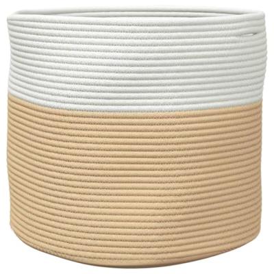 VidaXL Opbergmand ø 40x35 cm katoen beige en wit VidaXL Opbergmand ø 40x35 cm katoen beige en wit
