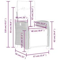 Tuinstoelen 2 st verstelbaar met voetensteun poly rattan bruin - thumbnail
