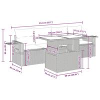 5-delige Loungeset met kussens poly rattan beige - thumbnail