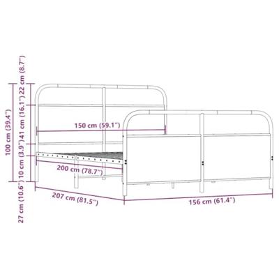 Bedframe zonder matras metaal bruin eikenkleurig 150x200 cm