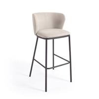 Kave Home Barkruk 'Ciselia' Chenille, kleur Beige (zithoogte 75cm) - thumbnail