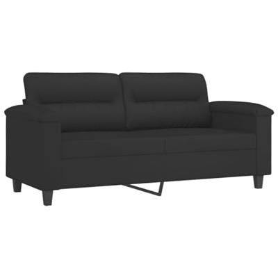 2-delige Loungeset met kussens microvezelstof zwart