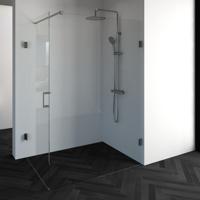 Brauer Void - Douchecabine met Draaideur - Helder Glas - 100x140x200 cm - incl. Glascoating - PVD RVS-Kleurig Geborsteld - thumbnail