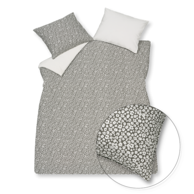 Vandyck Vandyck Pure 53 Percale Flower Dekbedovertrek Anthracite 140x220