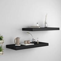 VidaXL Wandschappen zwevend 2 st 60x23,5x3,8 cm mdf zwart - thumbnail