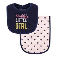 Hudson Baby Unisex Baby Cotton Terry Bib and Burp Cloth Set, Daddys Little Girl, One Size - thumbnail