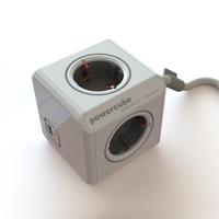 PowerCube Extended USB stekkerblok grijs 4 stopcontacten 1,5M - thumbnail
