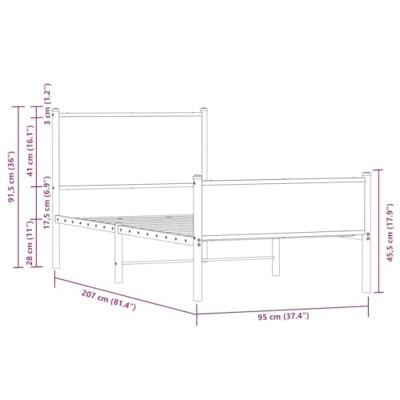 Bedframe hoofd- en voeteneinde metaal sonoma eiken 90x200 cm Bedframe hoofd- en voeteneinde metaal sonoma eiken 90x200 cm