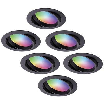 Set van 6 Luna - Smart inbouwspots - IP44 - Kantelbaar - 12 Watt 1050 Lumen (Superbright) - Wifi + Bluetooth - RGBWW - Google Home, Amazon Alexa en Siri - Zwart - Badkamer, binnen en buiten Set van 6 Luna - Smart inbouwspots - IP44 - Kantelbaar - 12 Watt 1050 Lumen (Superbright) - Wifi + Bluetooth - RGBWW - Google Home, Amazon Alexa en Siri - Zwart - Badkamer, binnen en buiten